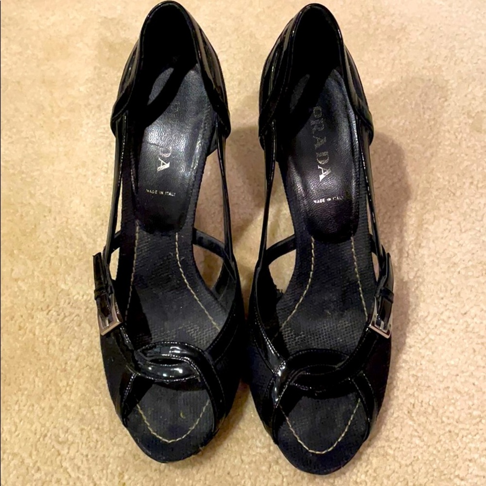 Prada peep toe stiletto sandals